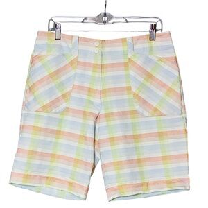 Nike Dri-fit Performance Golf White Pastel Plaid Shorts Back & Fronts Pockets